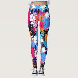 Abstrakt Art - Färgfläckar - Stänk Leggings