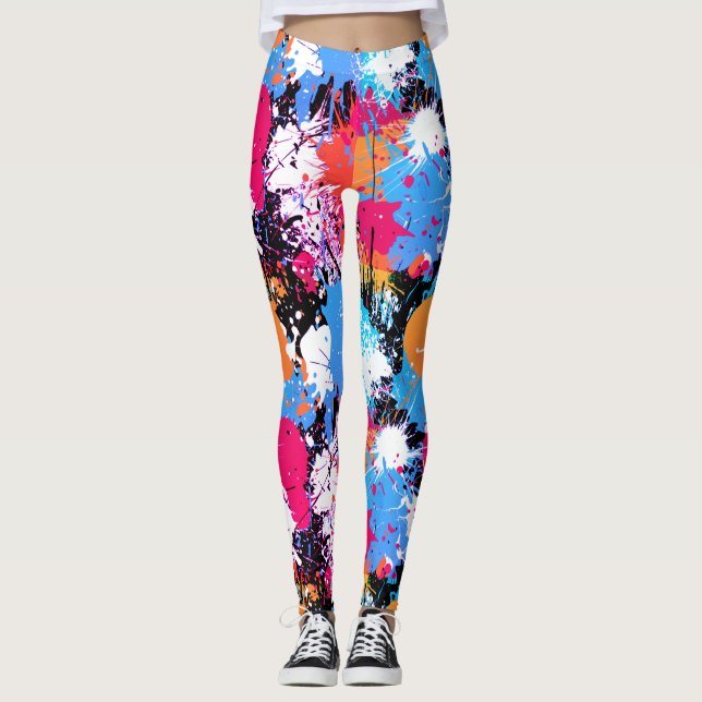 Abstrakt Art - Färgfläckar - Stänk Leggings (Framsida)