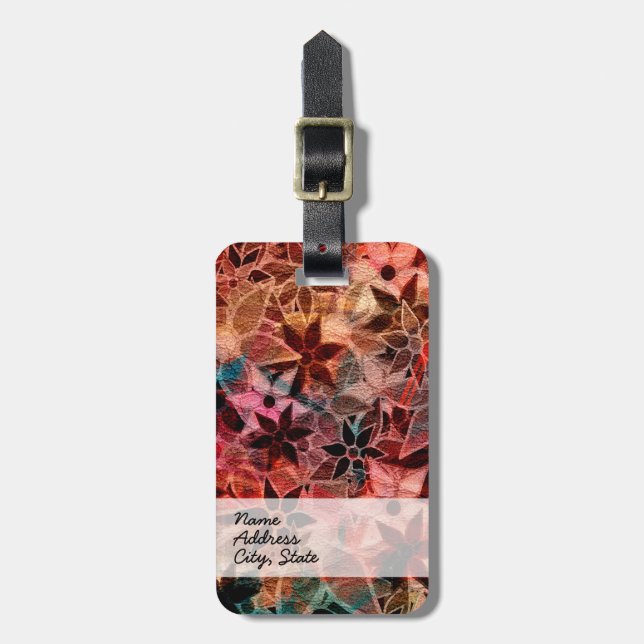 Abstrakt Art Flower Mönster #3 Bagagebricka (Vertikal Framsida)