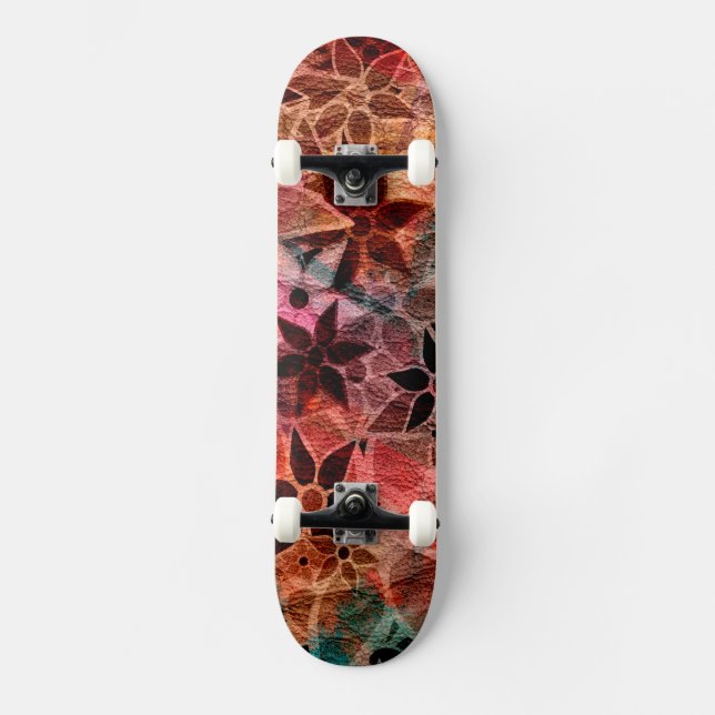 Abstrakt Art Flower Mönster #3 Old School Skateboard Bräda 18 Cm (Framsida)