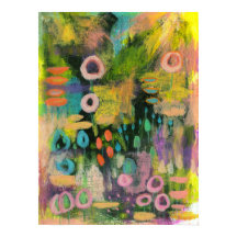 Abstrakt Art Flowers Blommigt Botanisk målning