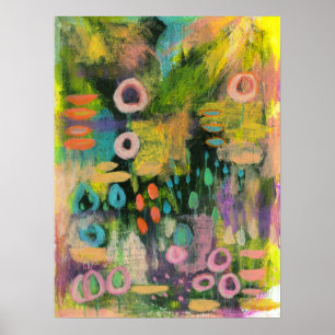 Abstrakt Art Flowers Blommigt Botanisk målning Poster