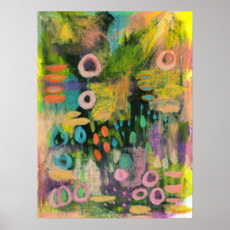 Abstrakt Art Flowers Blommigt Botanisk målning Poster