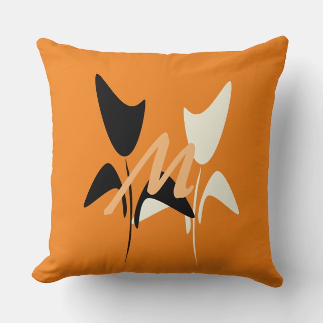 Abstrakt Art Flowers Monogram Kudde (Framsida)