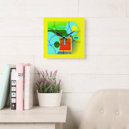 Abstrakt Art för färgstarka geometriska former Fyrkantig Klocka