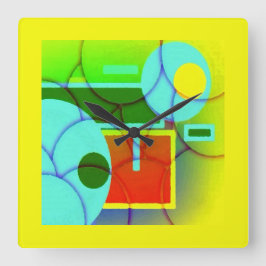 Abstrakt Art för färgstarka geometriska former Fyrkantig Klocka