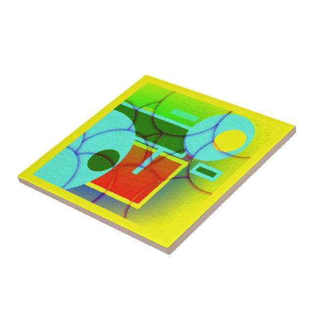 Abstrakt Art för färgstarka geometriska former Kakelplatta (Sidan)