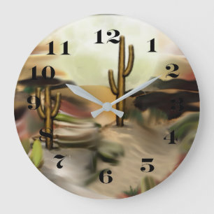Abstrakt Art för sydvästra Desert Sunrise Stor Klocka