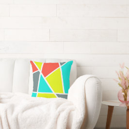 Abstrakt Art Grått Gult Coral Minimalism Kudde