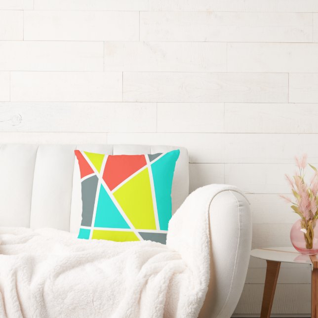 Abstrakt Art Grått Gult Coral Minimalism Kudde (Soffa)