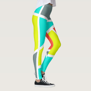 Abstrakt Art Grått Gult Coral Minimalism Leggings