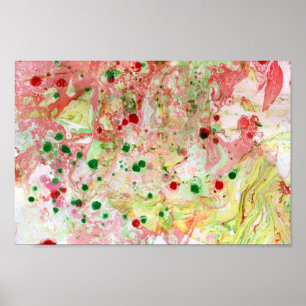 Abstrakt Art Grönt Rosa Red Gult Modern färgstark Poster