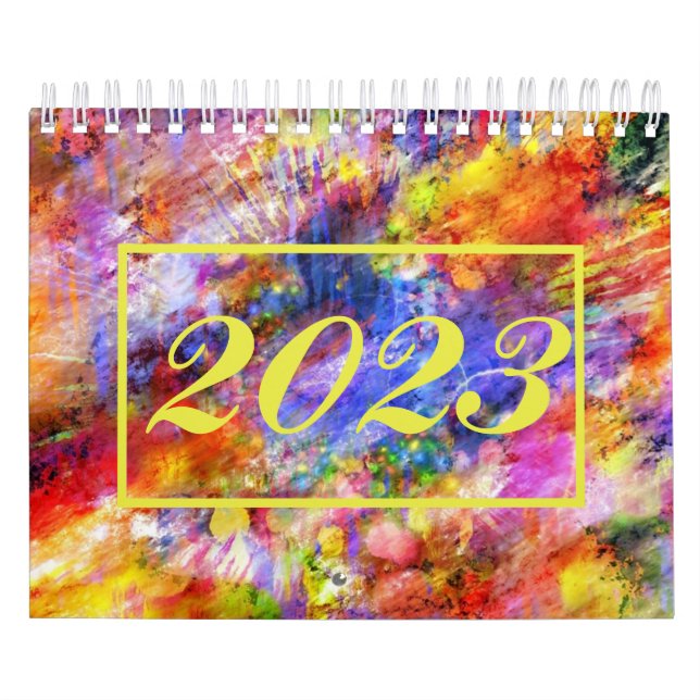 Abstrakt Art Guld Red Blue Coola 2023 Kalender (Omslag)