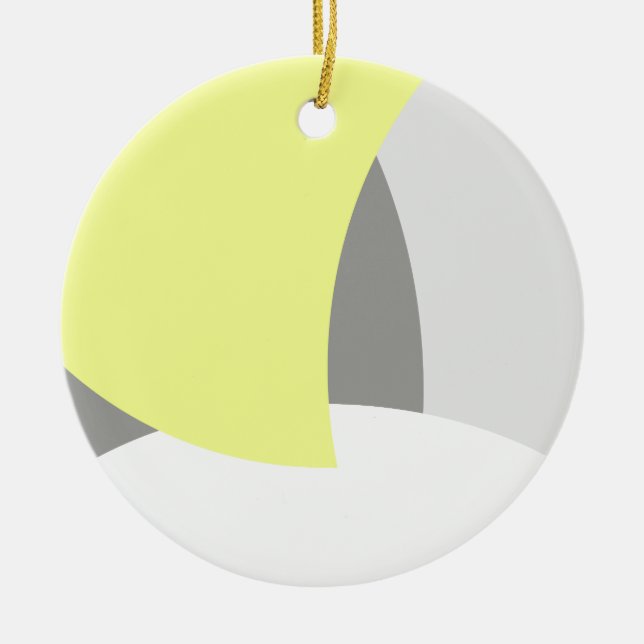 Abstrakt Art Gult Grått White Julgransprydnad Keramik (Framsidan)