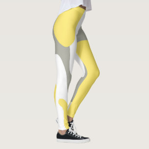 Abstrakt Art Gult Vit Grått Pastel Leggings