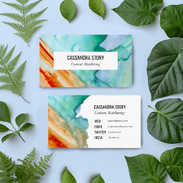 Abstrakt Art Hand målad brushstrokes röd talladsfä Visitkort