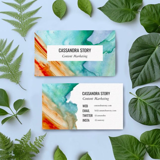 Abstrakt Art Hand målad brushstrokes röd talladsfä Visitkort (Skapare uppladdad)