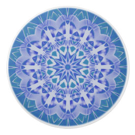Abstrakt Art Handmålade Blue Teal Mandala Ceramic Knopp