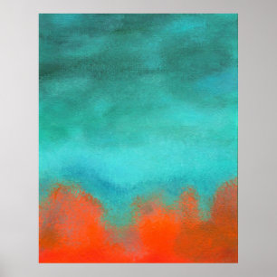 Abstrakt Art Himlar Fire Lava Red Orange Turcos Poster
