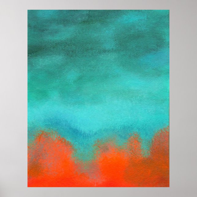 Abstrakt Art Himlar Fire Lava Red Orange Turcos Poster (Framsidan)