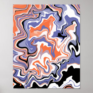 Abstrakt Art i Orange, blått, svart och vitt Poster