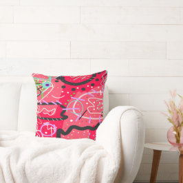 Abstrakt Art i rött Kudde