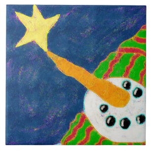 Abstrakt Art i snögubbe och Star Kakelplatta
