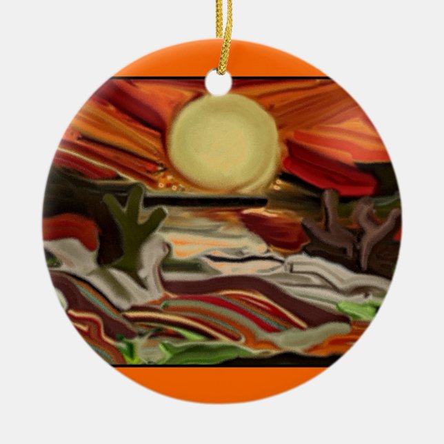 Abstrakt Art i sydvästra Himlar Julgransprydnad Keramik (Framsidan)