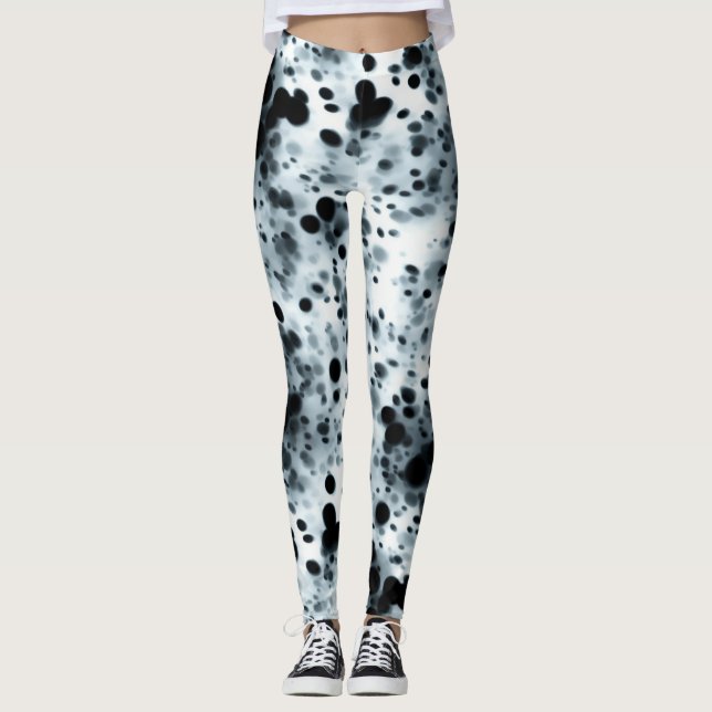 Abstrakt Art Inky Blue Polka Dot Storm Leggings (Framsida)