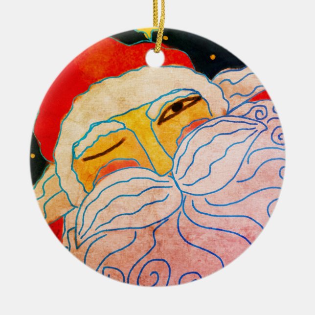 Abstrakt Art Jultomten Julgransprydnad Keramik (Framsidan)