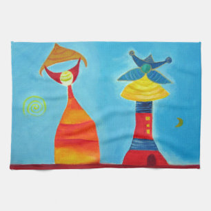 Abstrakt Art Kärlek Kung Queen Tea Towel Kökshandduk