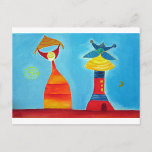 Abstrakt Art Kung Queen Art-vykort Vykort