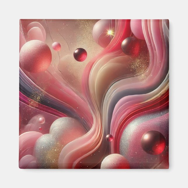 Abstrakt Art-kvadratisk ruta Magnet (Framsidan)