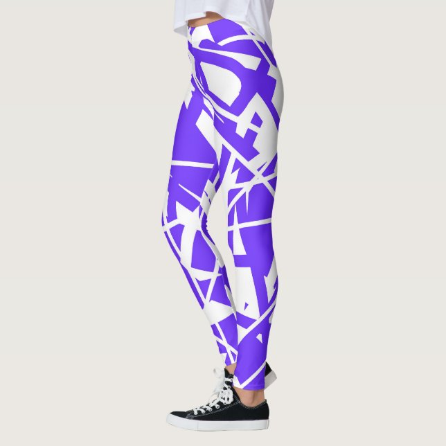 Abstrakt Art Lavender Blue White Minimalism Leggings (Vänster)