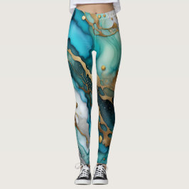Abstrakt Art Leggings - Elegant Marble Print with