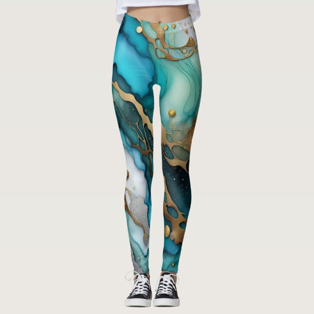 Abstrakt Art Leggings - Elegant Marble Print with (Framsida)