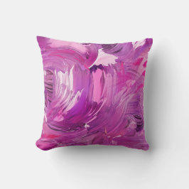 Abstrakt Art Lila White Rosa Push Stroke Modern Kudde