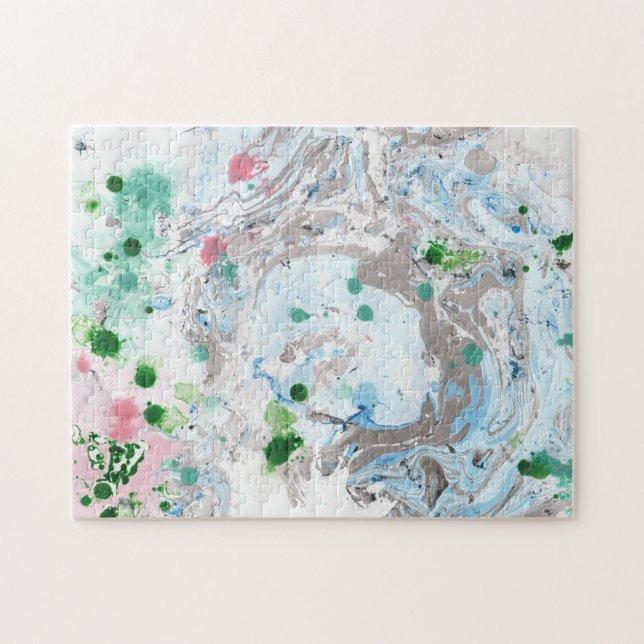 Abstrakt Art-mall Modern Rosa Blue Grönt Färg Pussel (Horisontell)