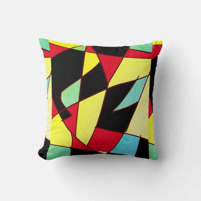 Abstrakt Art-målning av ett slags Pillow Cushion Kudde (Framsida)