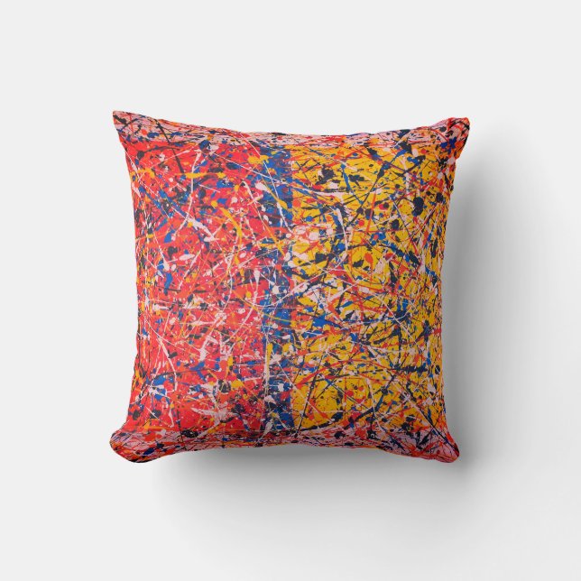 Abstrakt Art-målning av ett slags Pillow Cushion Kudde (Framsida)