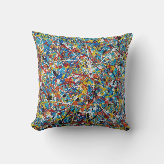 Abstrakt Art-målning av ett slags Pillow Cushion Kudde (Framsida)