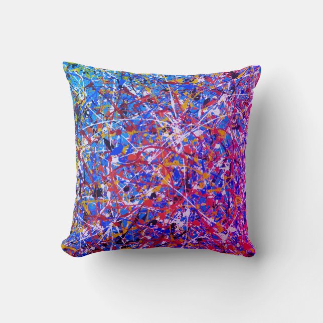 Abstrakt Art-målning av ett slags Pillow Cushion Kudde (Framsida)
