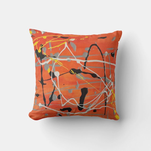 Abstrakt Art-målning av ett slags Pillow Cushion Kudde (Framsida)