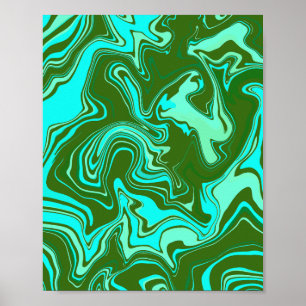 Abstrakt Art med Grönt och blå trådar Poster