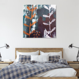 Abstrakt Art med Silver, koppartoner över Teal Canvastryck