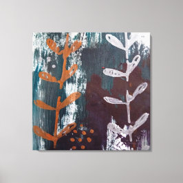 Abstrakt Art med Silver, koppartoner över Teal Canvastryck