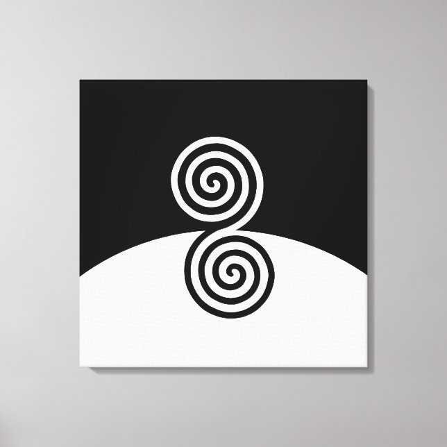 Abstrakt Art med Spiral Circles in Black & White Canvastryck (Framsida)