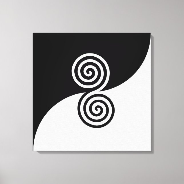 Abstrakt Art med Spiral Circles in Black & White Canvastryck (Framsida)
