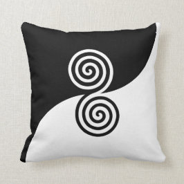 Abstrakt Art med Spiral Circles in Black & White Kudde