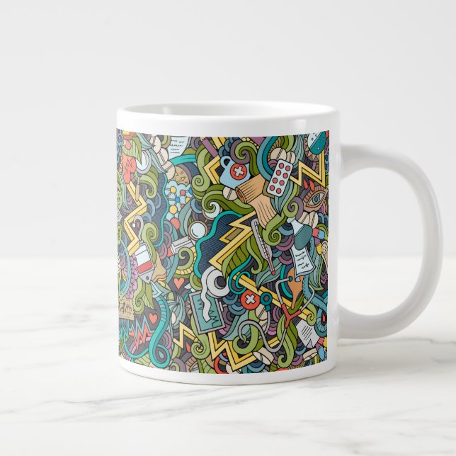 Abstrakt Art Medicinsk ikon Mönster Jumbo Mugg (Höger)